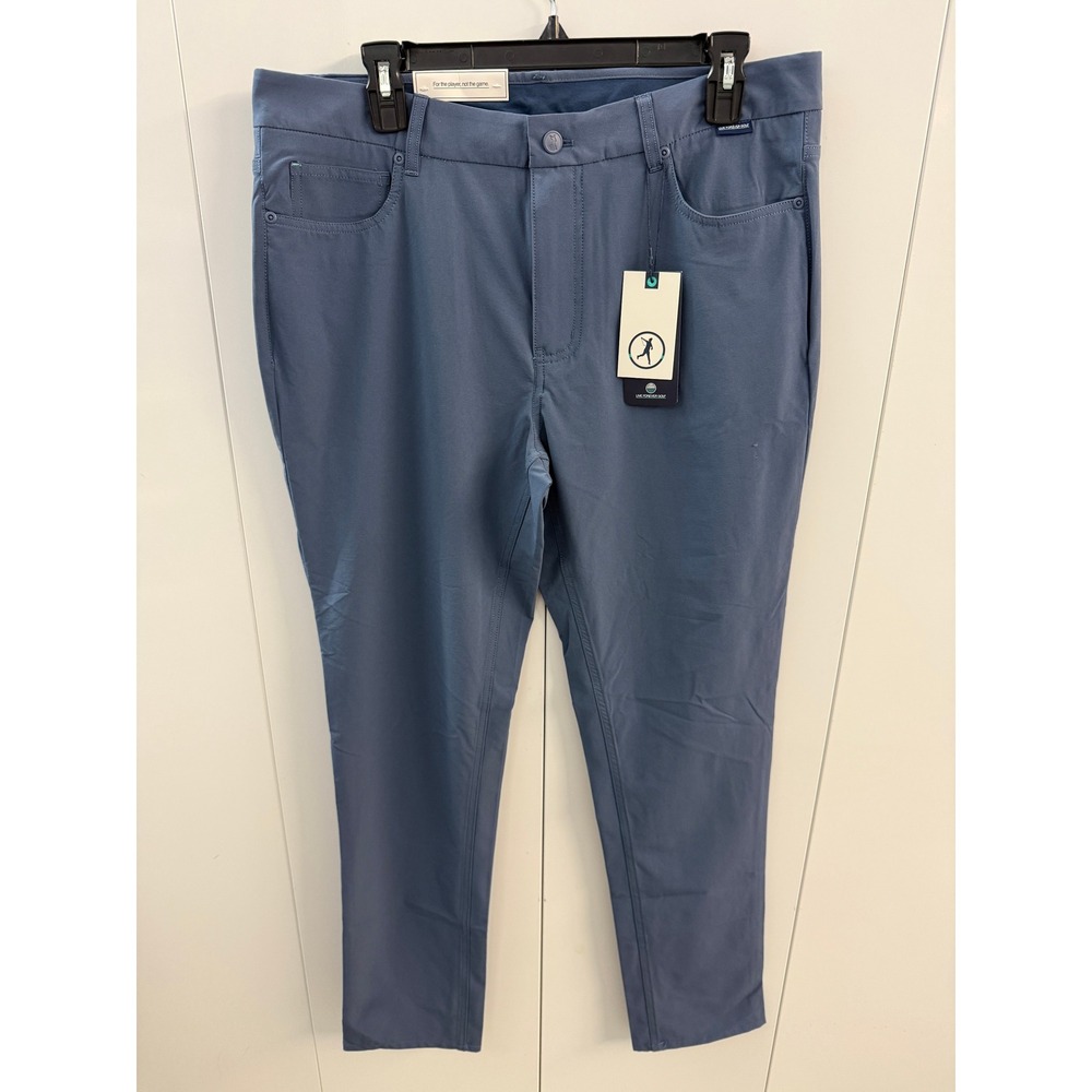 Live Forever Golf Sanbagger Performance 5-Pocket Pants Mens 33x32 Blue Grey NWT